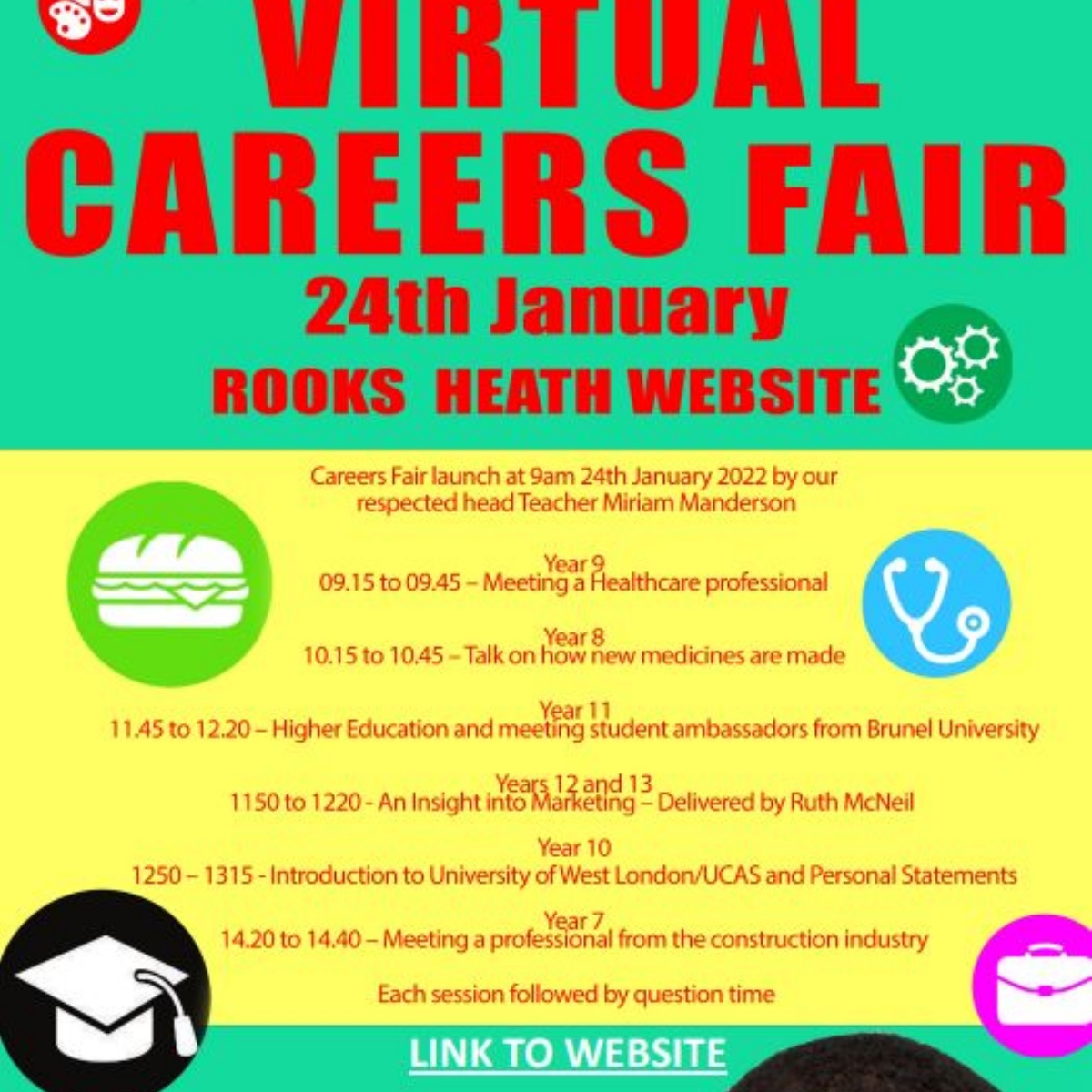 Rooks Heath School - Virtual Careers Fair - Monday 24th January